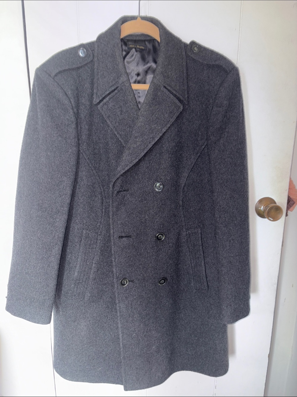 Men's Virany Double-Breasted Wool Blend Peacoat - Charcoal Gray size 38